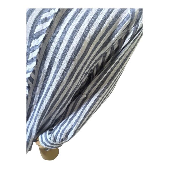 JANE AND DELANCEY Womens Plus Size 1X Striped Convertible Button Up Collar Shirt - Picture 6 of 9